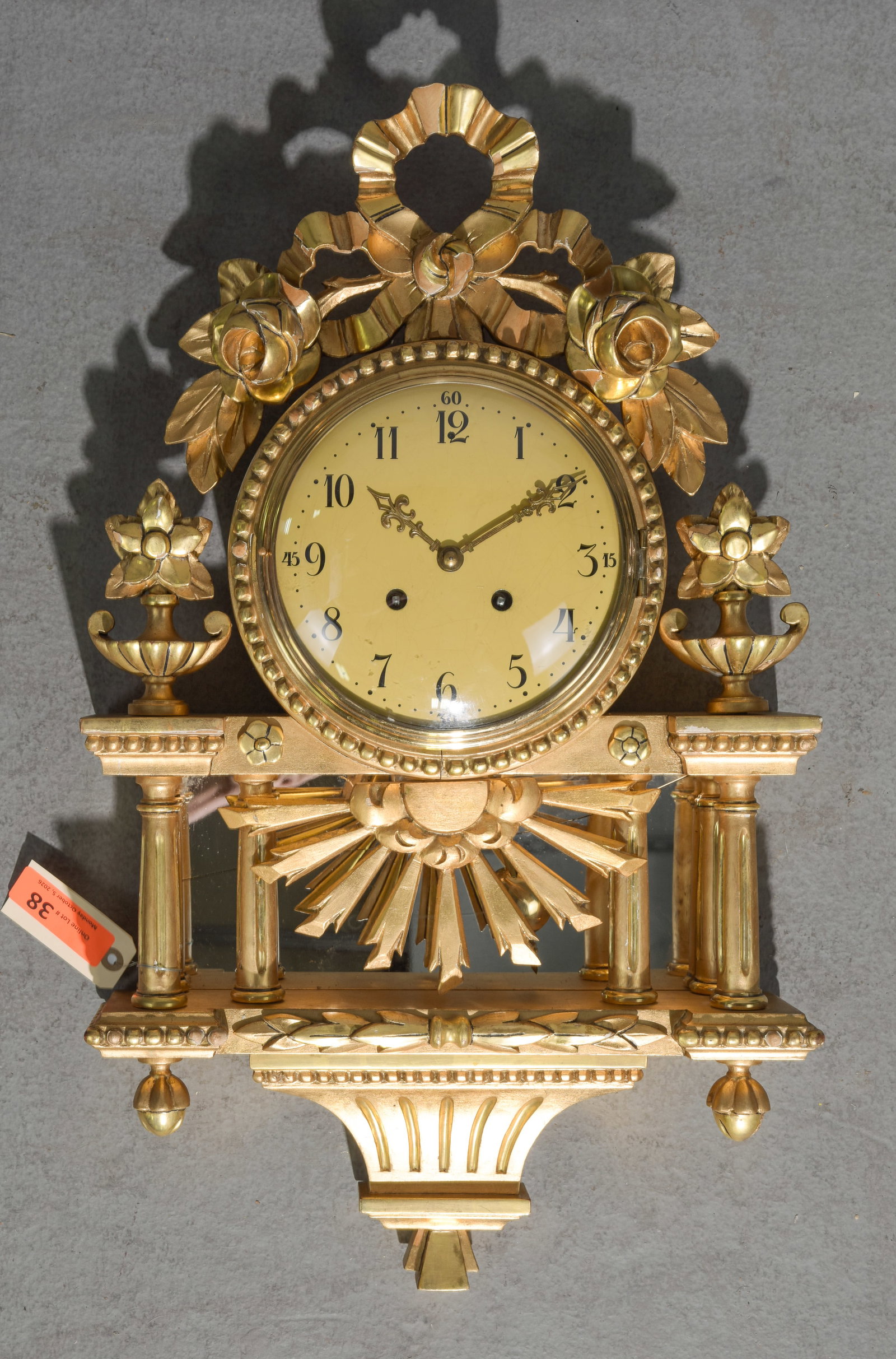 Swedish Empire Style Gilded Wall Clock #2 (1 of 4)