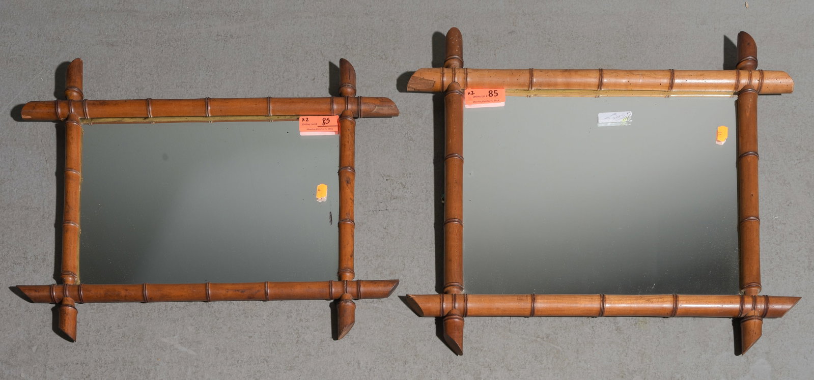 2 Faux Bamboo Framed Mirrors #3: 2 Faux Bamboo Framed Mirrors - 25 in tall x 21 x 1