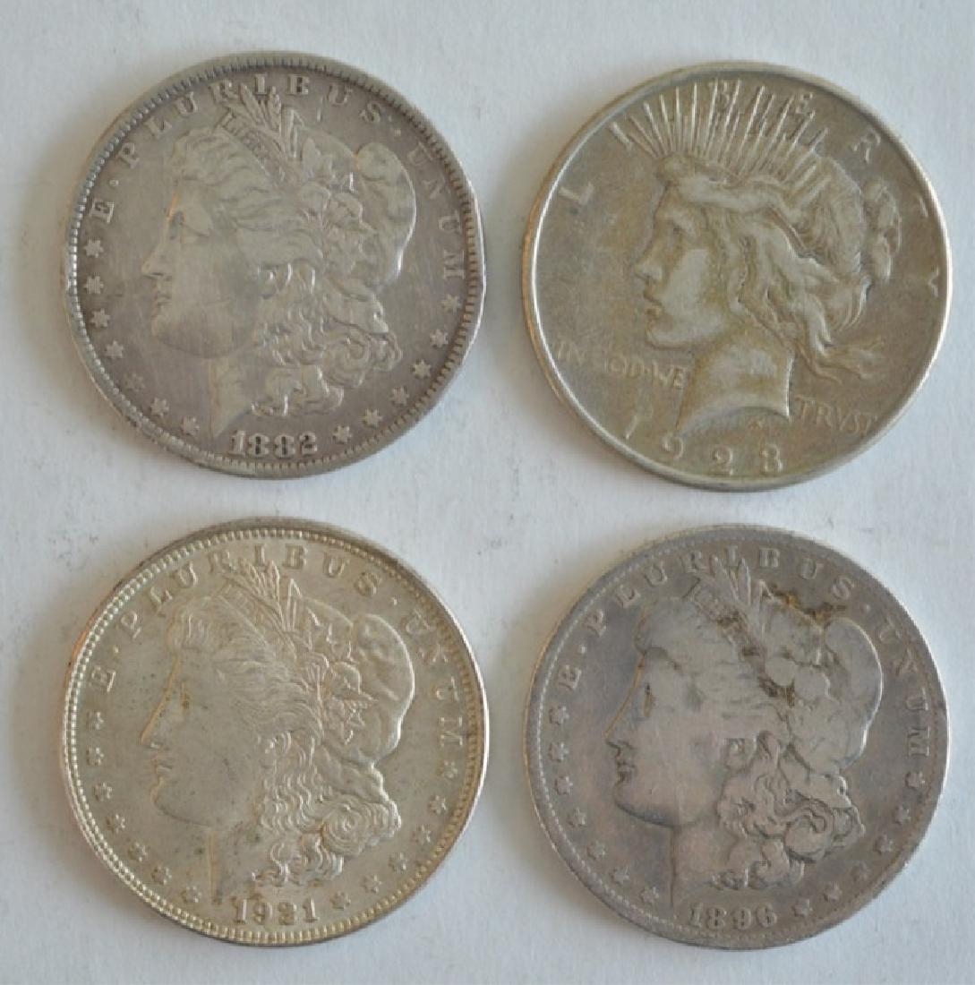 Lot of 3 Morgan and 1 Peace Silver Dollars (1 of 2)