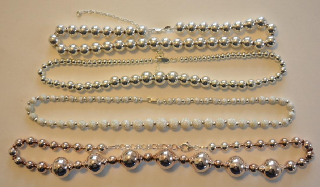 Four Ladies Sterling Silver Bead Necklaces (1 of 2)