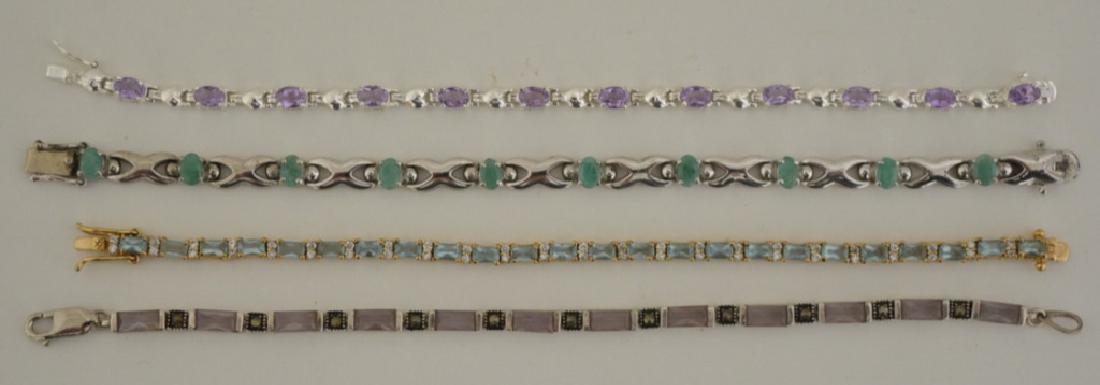 Four Sterling Silver Colored Stone Bracelets (1 of 2)