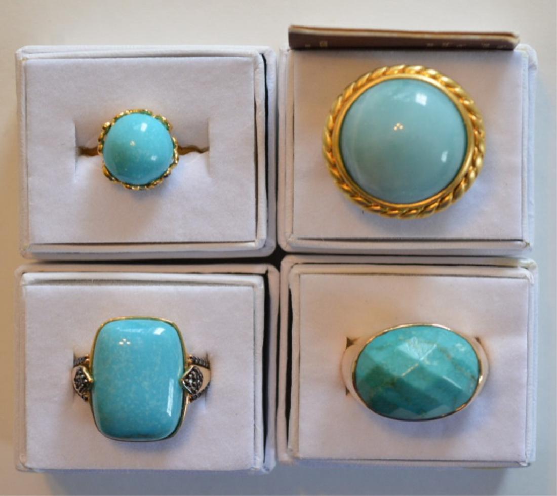 Four Ladies Sterling Silver Turquoise Rings (1 of 2)