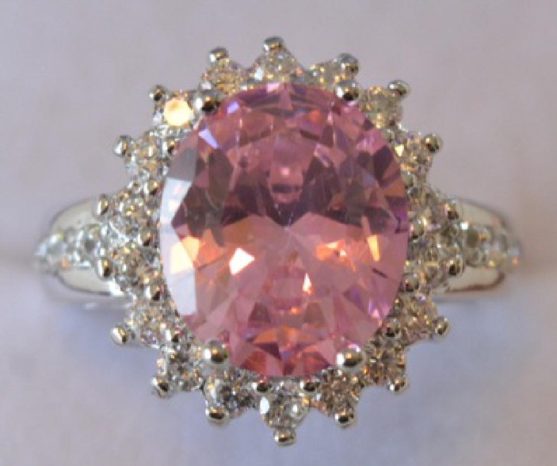 3ct Pink Sapphire Sterling Silver Ring (1 of 2)