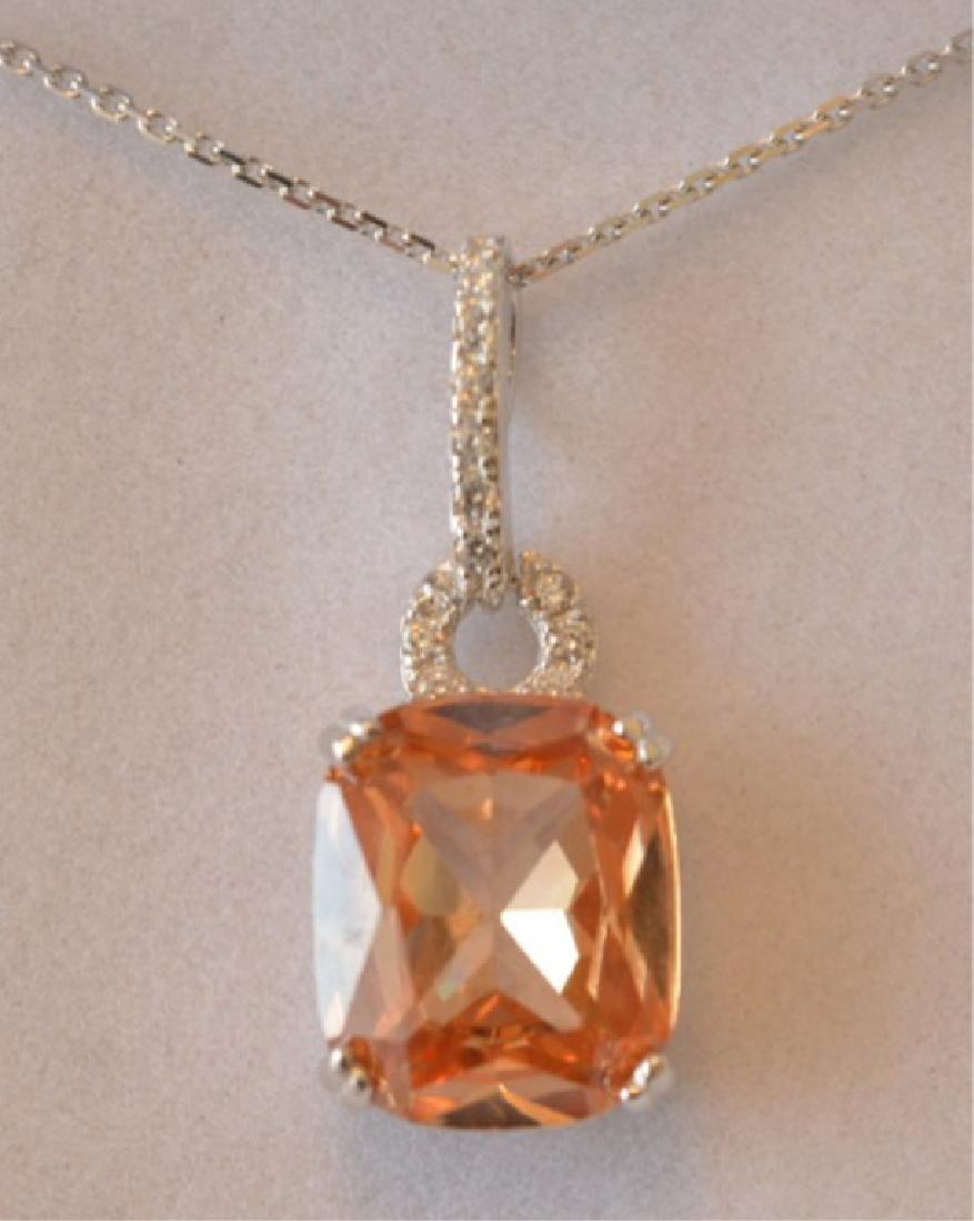 4cttw Morganite Sterling SIlver Necklace: Lab created morganite necklace. Marked .925.