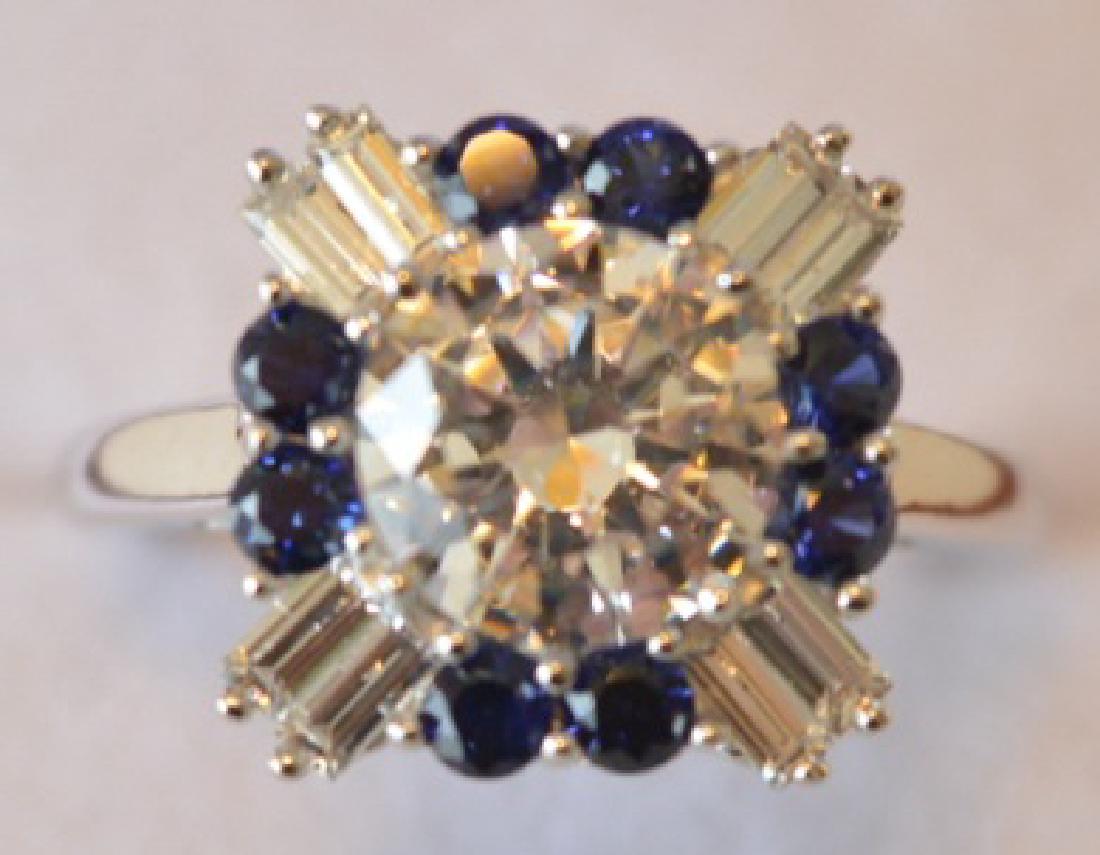3ct Blue &  White Sapphire Solitaire Sterling Ring (1 of 2)