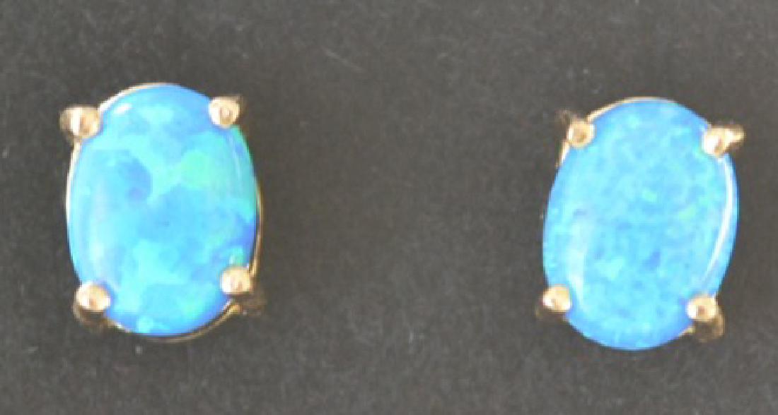 Ladies Sterling Silver Fire Opal Earrings (1 of 2)