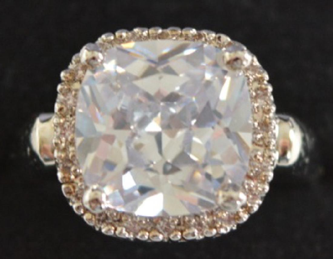 Ladies Sterling Silver Large White Sapphire Ring (1 of 2)