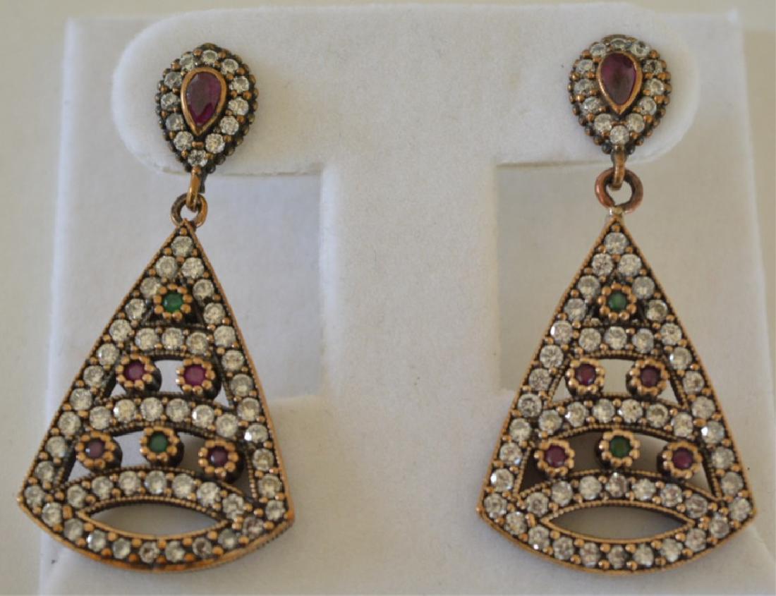 Ruby and Emerald Sterling Silver Earrings (1 of 2)