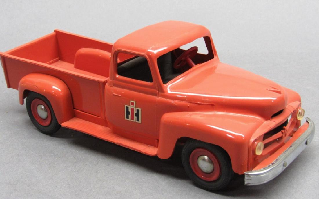 Product Miniature IH Dealer Pick up truck,: 9 1/2", Burnt orange, very nice condition.