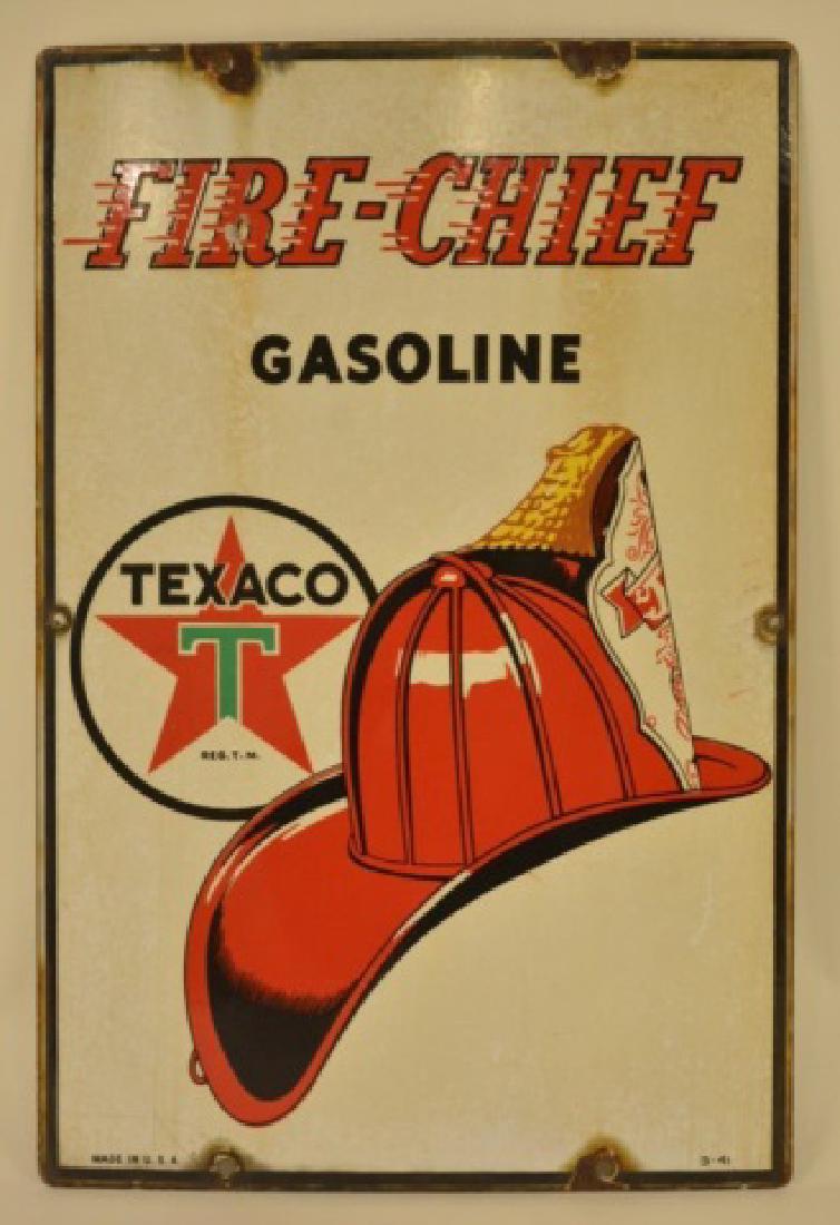 Texaco Fire-Chief Gasoline Porcelain Pump Plate (1 of 3)