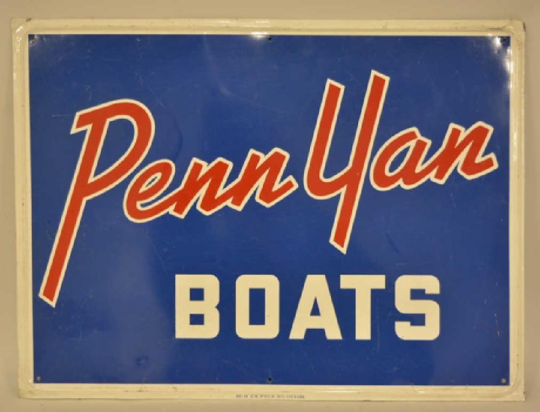 SST Pen Yan Boats Advertising Sign: Nice condition SST Pen Yan Boats advertising sign. Great bright graphics with some minor scratches and dents. Sign measures 24" across by 18" tall.