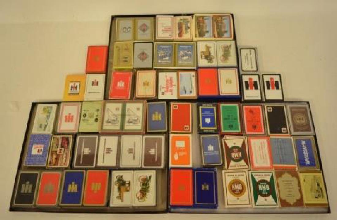 60 Decks Of International Harvester Playing Cards: Nice lot of 60 decks of International Harvester related Playing Cards. The advertising playing cards are in very good condition and many are new in sealed decks.