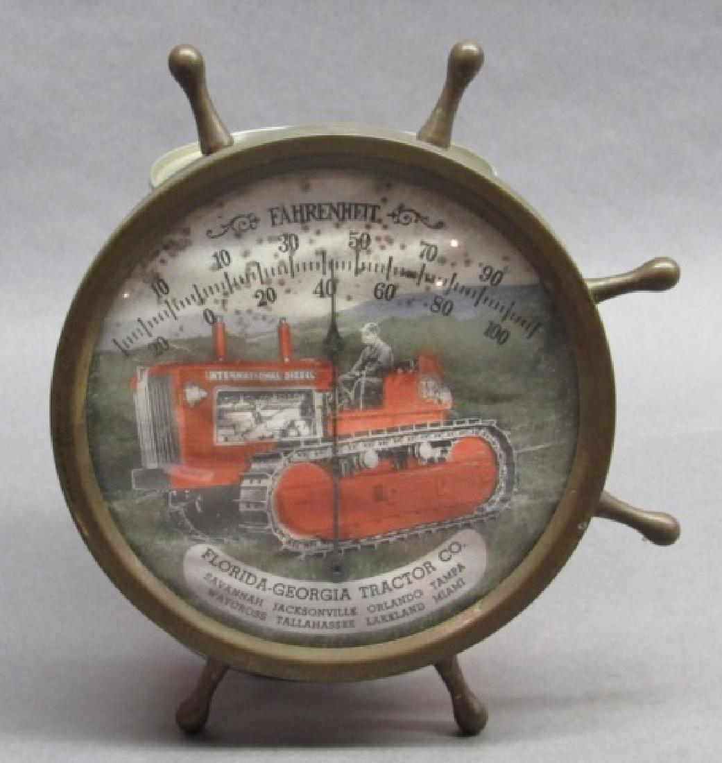 IH Crawler Round Brass Thermometer- Ship Wheel (1 of 6)