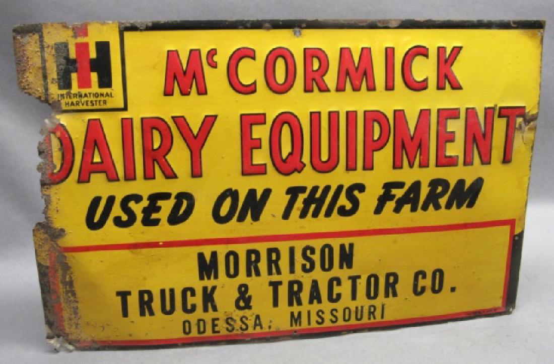 IH McCormick Dairy Equipment Embossed Tin Sign (1 of 6)