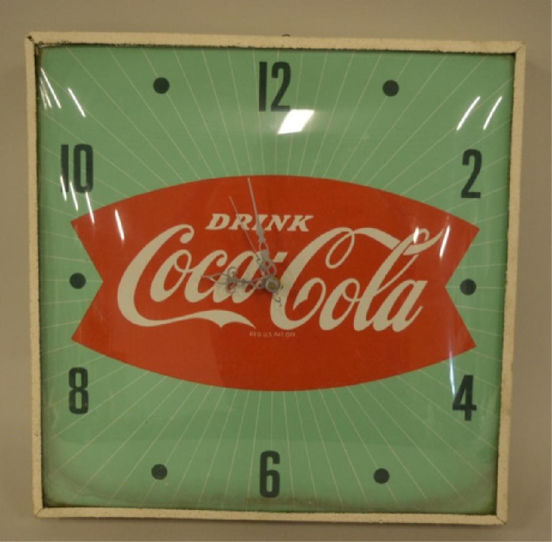 Vintage Bubble Glass Square CocaCola Clock
