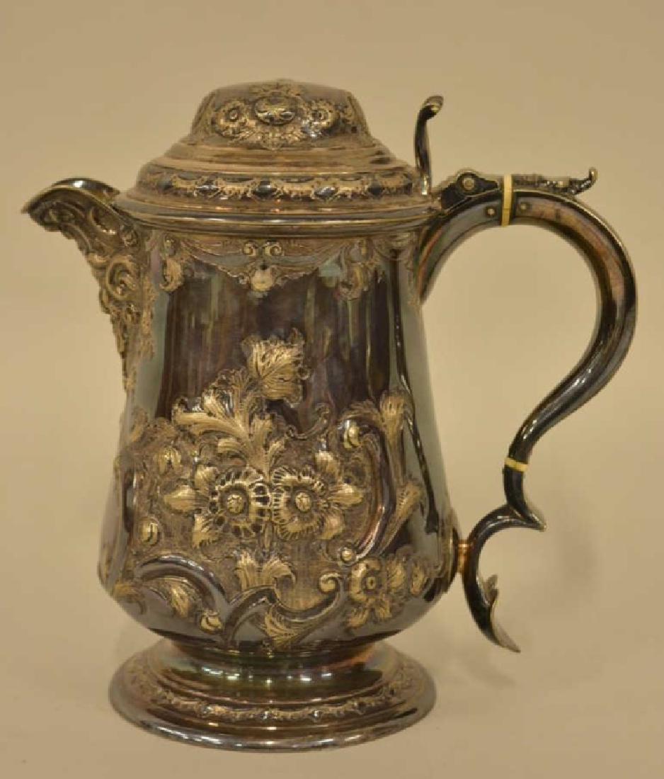 Antique English Chased Silverplate Footed Teapot (1 of 5)