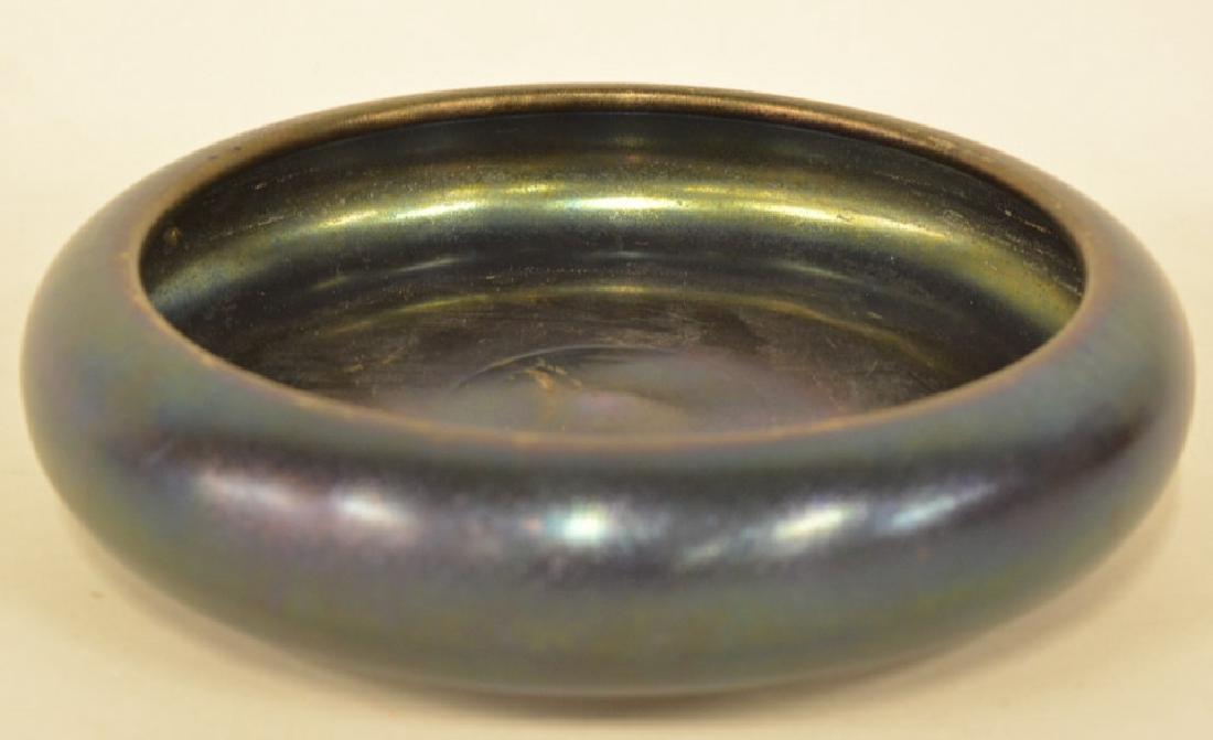 Steuben Style Blue Aurene Low Art Glass Vase (1 of 3)