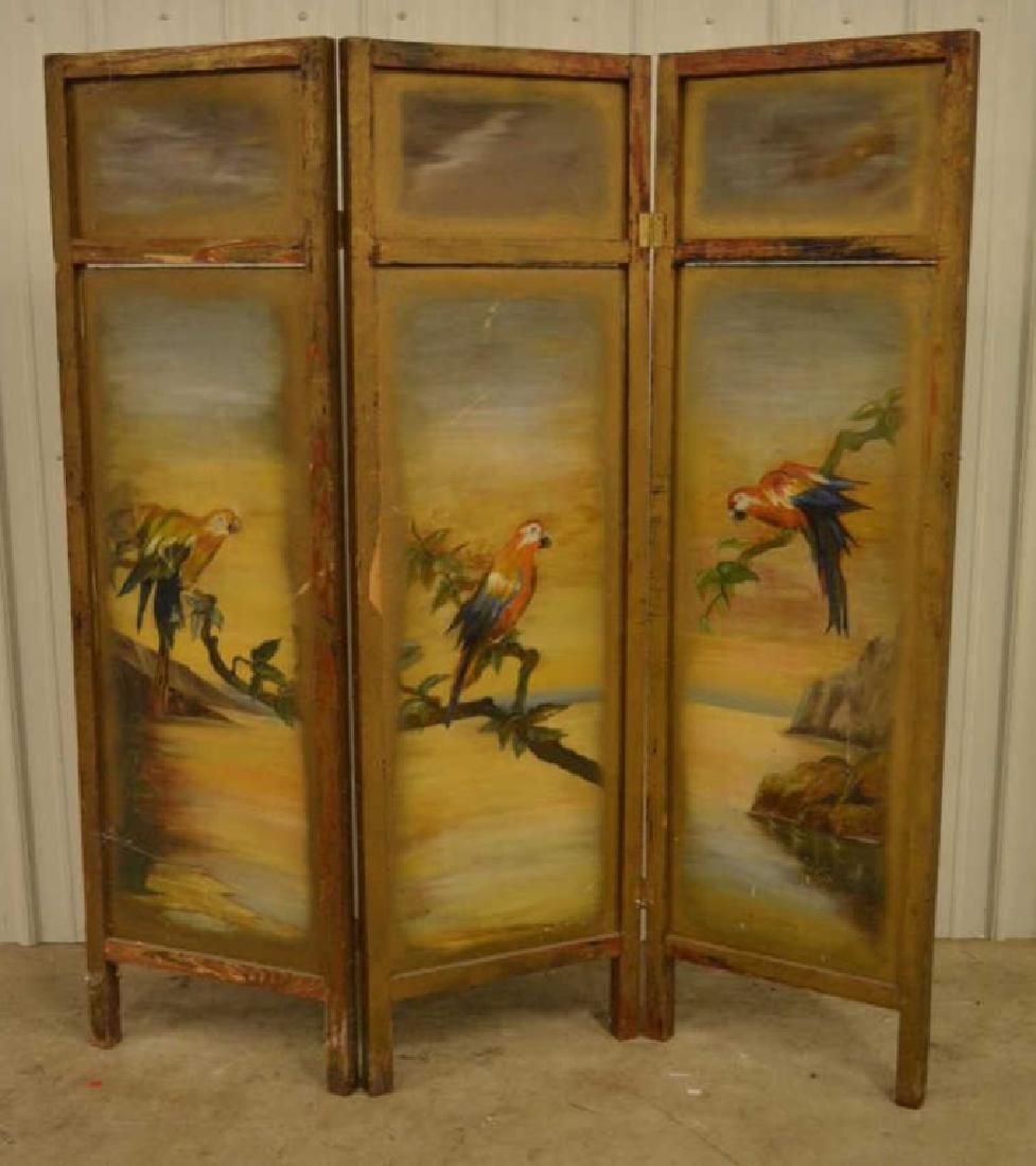 Antique HandPainted 3Section Room Divider