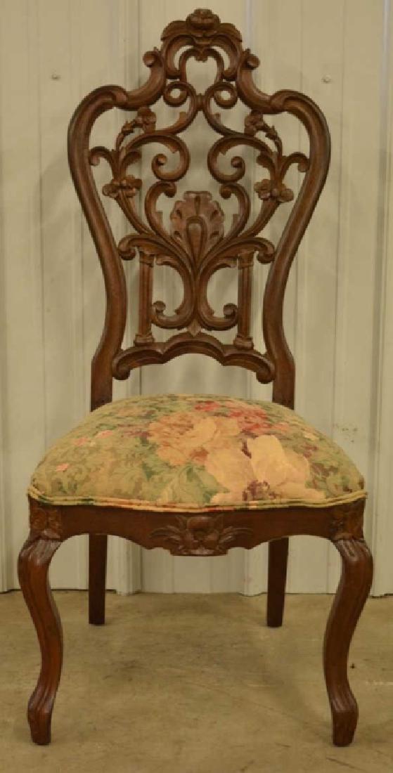 Victorian Meeks Carved Rosewood Side Chair (1 of 4)