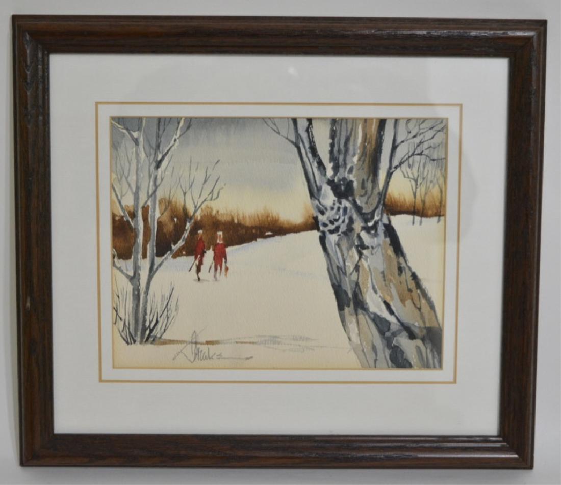 Ted Drake Hunters In The Winter Watercolor (1 of 3)