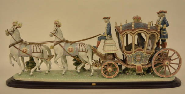 Lladro "18th Century Coach" Figurine #1485: The limited edition figurine measures 17.5" tall and is in mint condition in the original box with wood base. This is one of a limited edition of 500 and the current retail is $40,000!