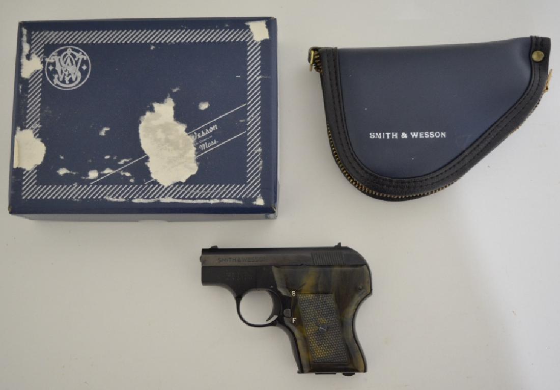 Smith & Wesson Model 61-3 .22 LR Pistol MIB: Gun is unfired in the original box with original paperwork, zip bag, & tool. The .22 LR semi-auto pistol has a 2" barrel, blue finish, and is Model 61-3. SN: B58687. FFL required for transfer.