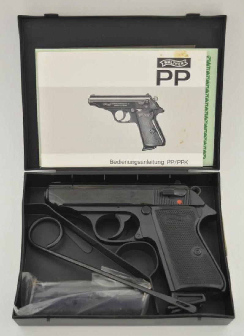 Walther PPK/S .380 ACP Semi-Auto Pistol MIB: Gun is unfired in the original box with original paperwork, target, & tool. The pistol has a 83mm barrel, blue finish, two mags, and is Model PPK/S. SN: 163779. FFL required for transfer.