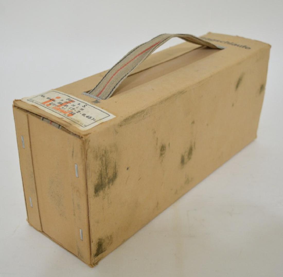 WWII German 8mm Mauser Battle Pack 300 Rounds: Complete case of 300 7.92mm or 8mm German Mauser cartridges. The case includes 20 boxes of 15 cartridges in stripper clips. The case is dated 1938 and the label reads Batr. s.S. P.207 38. L. 38. Nz. G