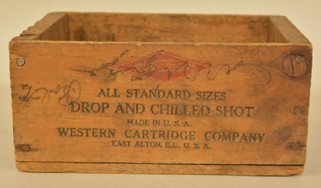 Vintage Western Lead Air Rifle Shot Ammo Crate: Nice vintage Western lead air rifle shot crate. Nice condition with with expected wear from use and age. Displays well. Measures approximately 6 1/4" across, by 4" tall, by 9" deep.