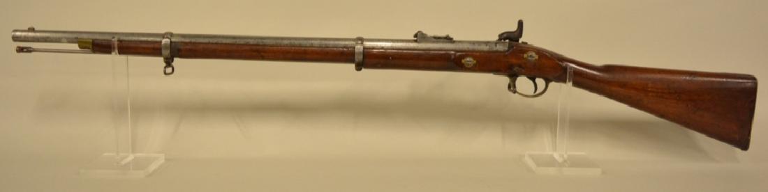 Antique British Model 1853 Enfield Musket: Overall 47.5", barrel 31.25". Tight action. Marked Barnett London. Includes rod. Overall fine condition.