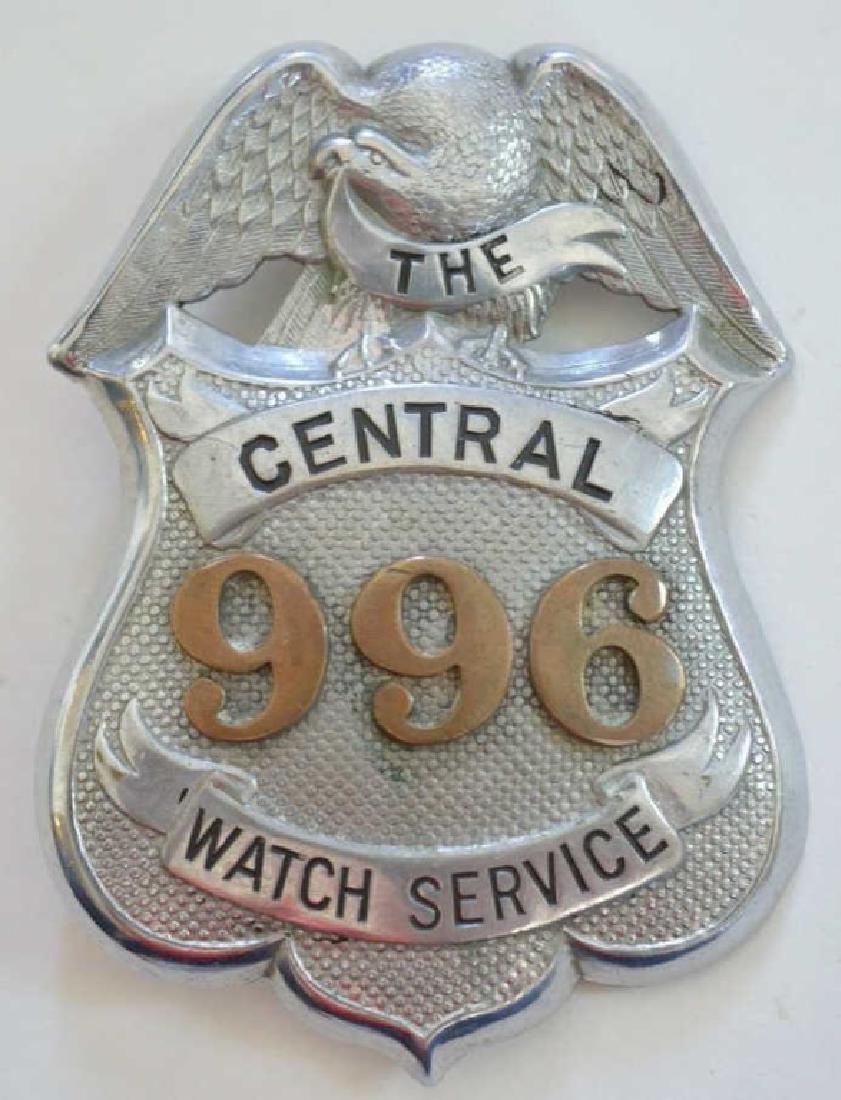 Obsolete Central Watch Service Badge #996 (1 of 2)