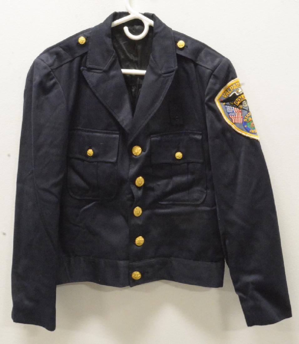 Vintage Valparaiso Indiana Police Uniform Jacket: Very nice original vintage Valaparaiso Indiana Police jacket. Very nice condition with expected wear from use and age. Displays very well with heavy embroidered Valparaiso Police patch. Made by Capito