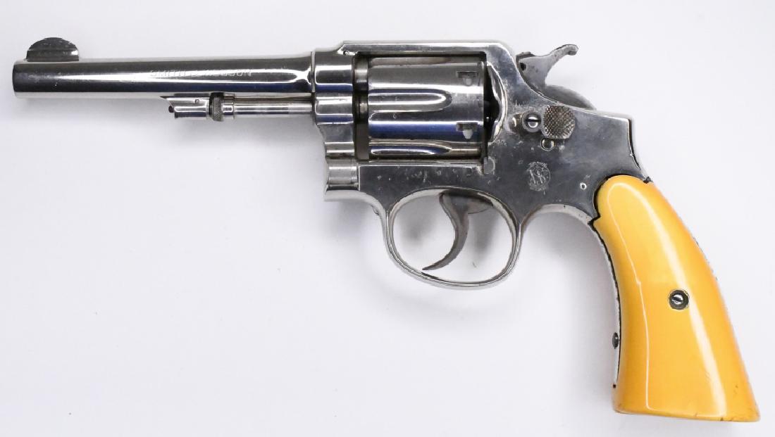 Smith & Wesson Model 1905 32-20 Caliber Revolver: Nice Smith & Wesson Model 1905 Change 1 32-20 caliber six-shot revolver. The nickel plated revolver is in nice condition with light wear, has bone grips, and a 5" barrel. SN:7714. FFL required for tra