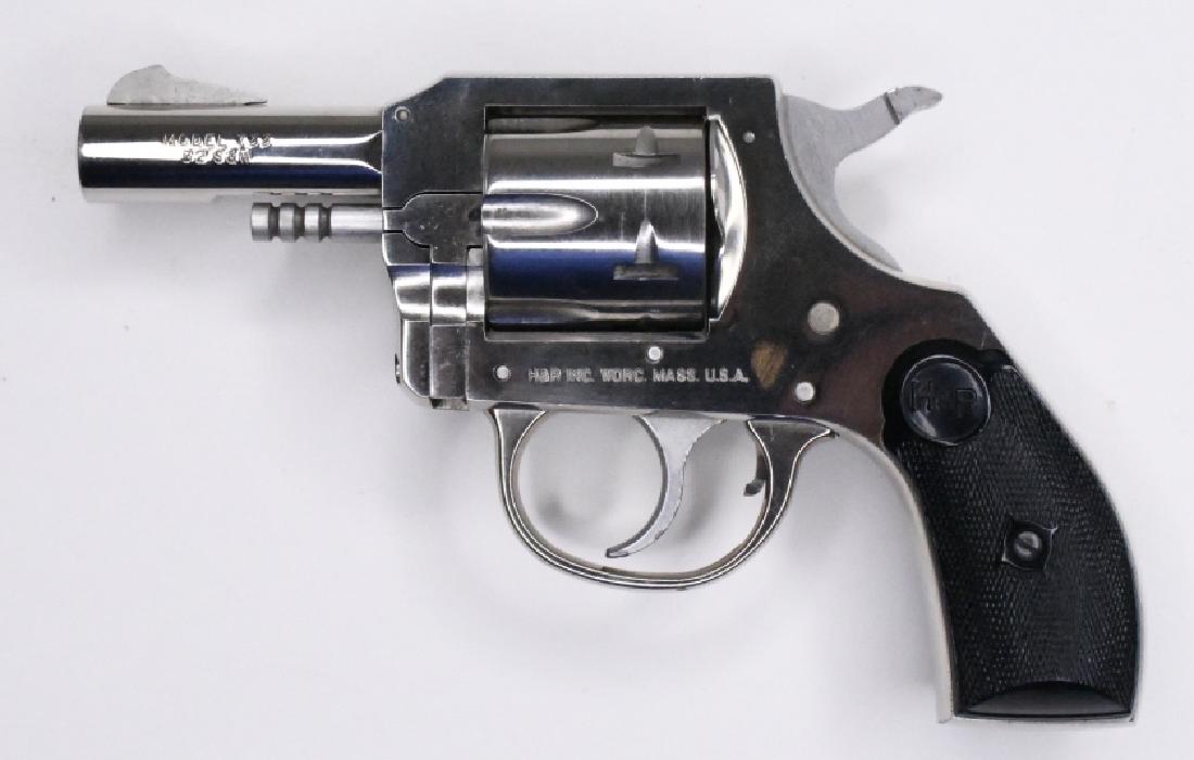 Harrington & Richardson Model 733 32 Cal Revolver: Very nice Harrington & Richardson Model 733 .32 S&W Six-Shot Revolver with 2.5" barrel. The nickel finish revolver is in very nice used condition. SN:AJ14865. FFL required for transfer. (478-2)
