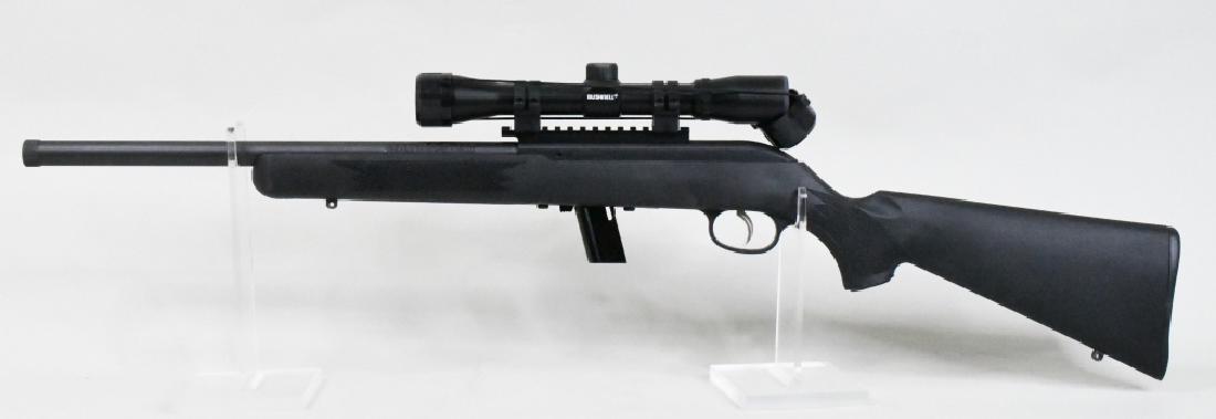 Savage Model 64 .22LR Semi-Automatic Rifle w/Scope: New Savage Model 64 Semi-Automatic Rifle in .22 long rifle. The rifle has a 16.5" barrel and is in new condition with a Bushnell Scope. No box. SN:2538371. FFL required for transfer. (684-2) (4)