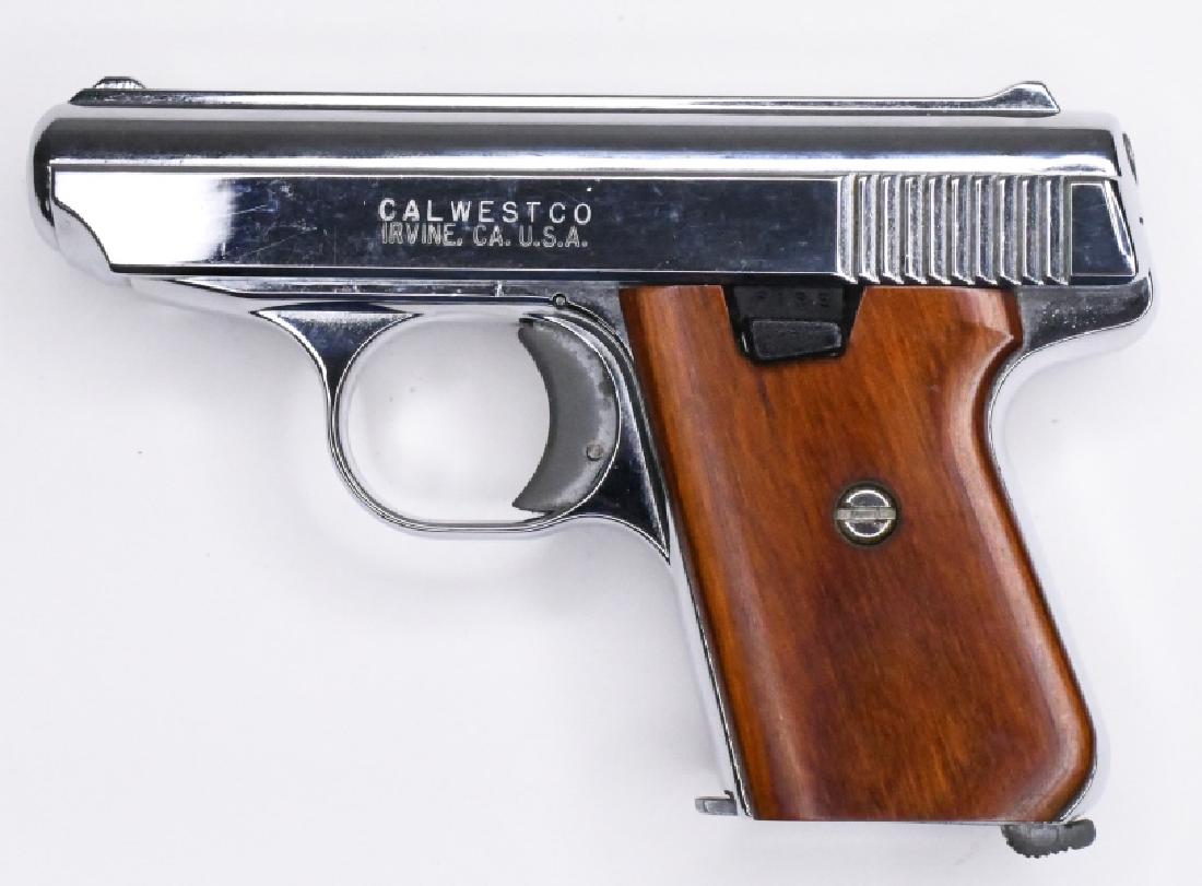 Calwest Jennings J-22 .22 LR Semi-Automatic Pistol: Nice Calwest Jennings Model J-22 Pistol in .22 LR. The pistol has a 2.5" barrel and chrome finish. Nice used condition with Bianchi leather holster. SN:561942. FFL required for transfer. (724-2)