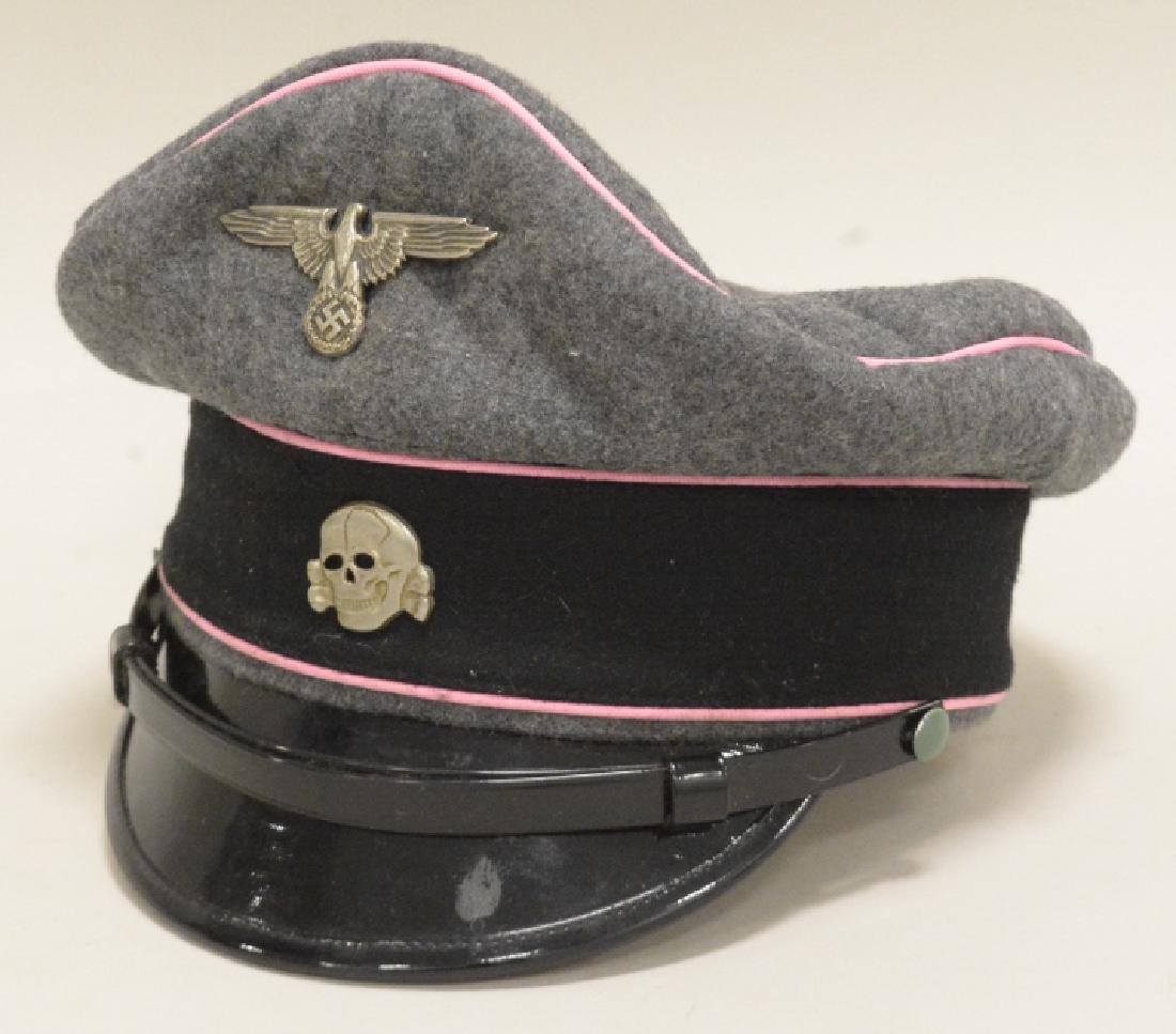 Reproduction WWII German SS Panzer Visor Cap: Nice quality reproduction. Pink piping and full liner.