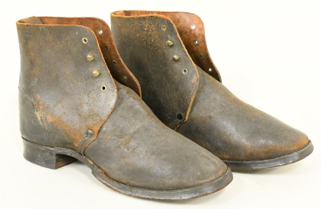 Civil War Era Saxon Military Issued Boots: Nice pair of Civil War era Saxon brand military issued boots. Boots are in very nice condition and appear to have been worn very littlle, if at all. Still have original label on heel. They measure app