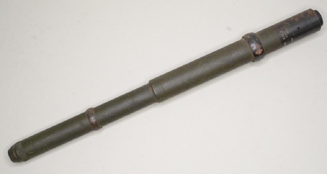 WWII US Military M70 D Telescope No. 74694: Nice 1944 US military M70 D telescope no. 74694. Nice condition with light surface rust and wear. Lenses will need to be cleaned. Measures approximately 22 1/2" long. REF#151