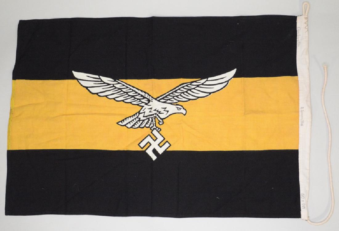 WWII German Luftwaffe Reconnaissance Command Flag: Nice WWII German Luftwaffe Reconnissance Battalion Command Flag.Very nice cloth flag in excellent condition with no rips or stains. Marked "R. Badermann / Wien". Measures approximately 36" across by 2