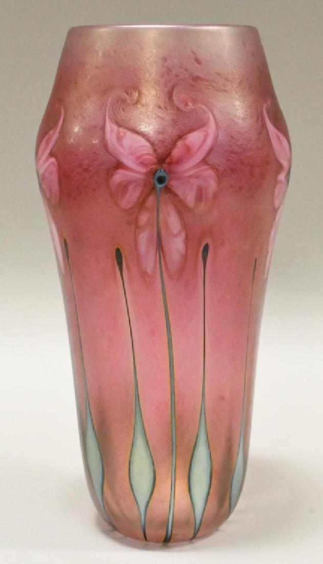 John Lotton Pink Iridescent Art Glass Vase (1 of 3)