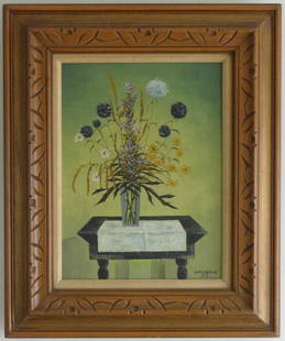 Peter Orlando Still Life Of Flowers Oil On Canvas: Beautiful oil on canvas painting by listed French artist Peter Orlando. The painting features a still life of flowers on a table. The painting is signed in the lower right corner and comes framed. Sig