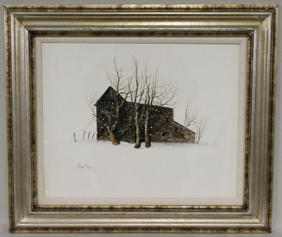Wayne Cooper Barn In Winter Watercolor (1 of 4)