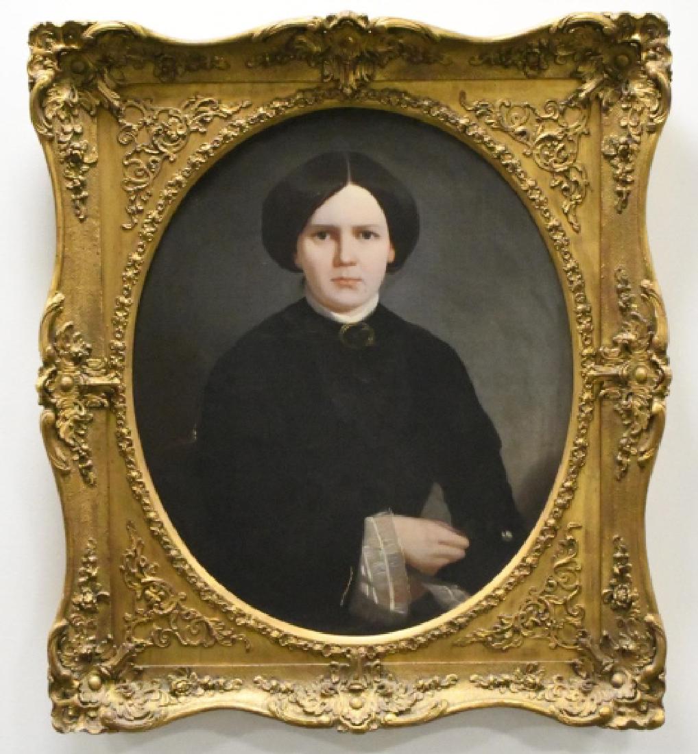 Unsigned Antique Oil On Canvas Portrait Of  Woman (1 of 6)