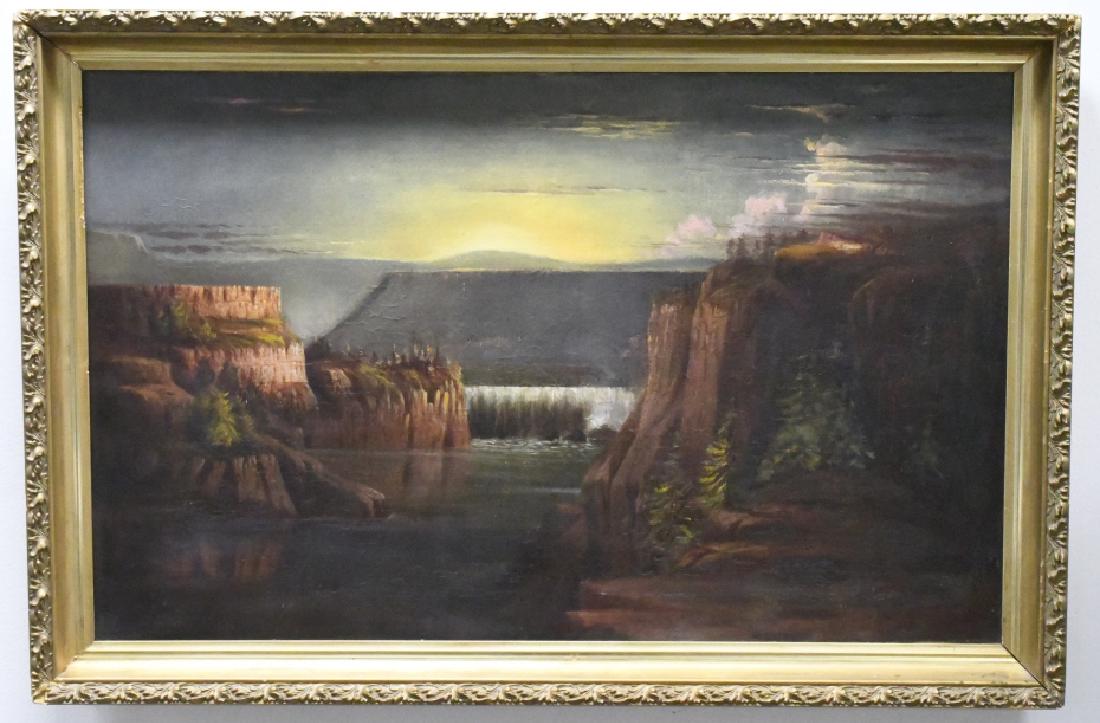 Canyon Scene with Waterfall Oil On Canvas (1 of 9)