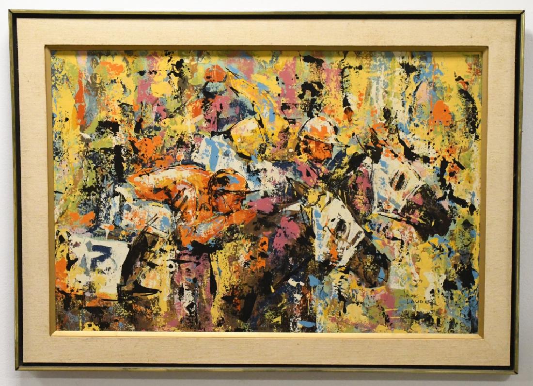 MidCentury Jack Lauder Horse Racing Oil On Canvas