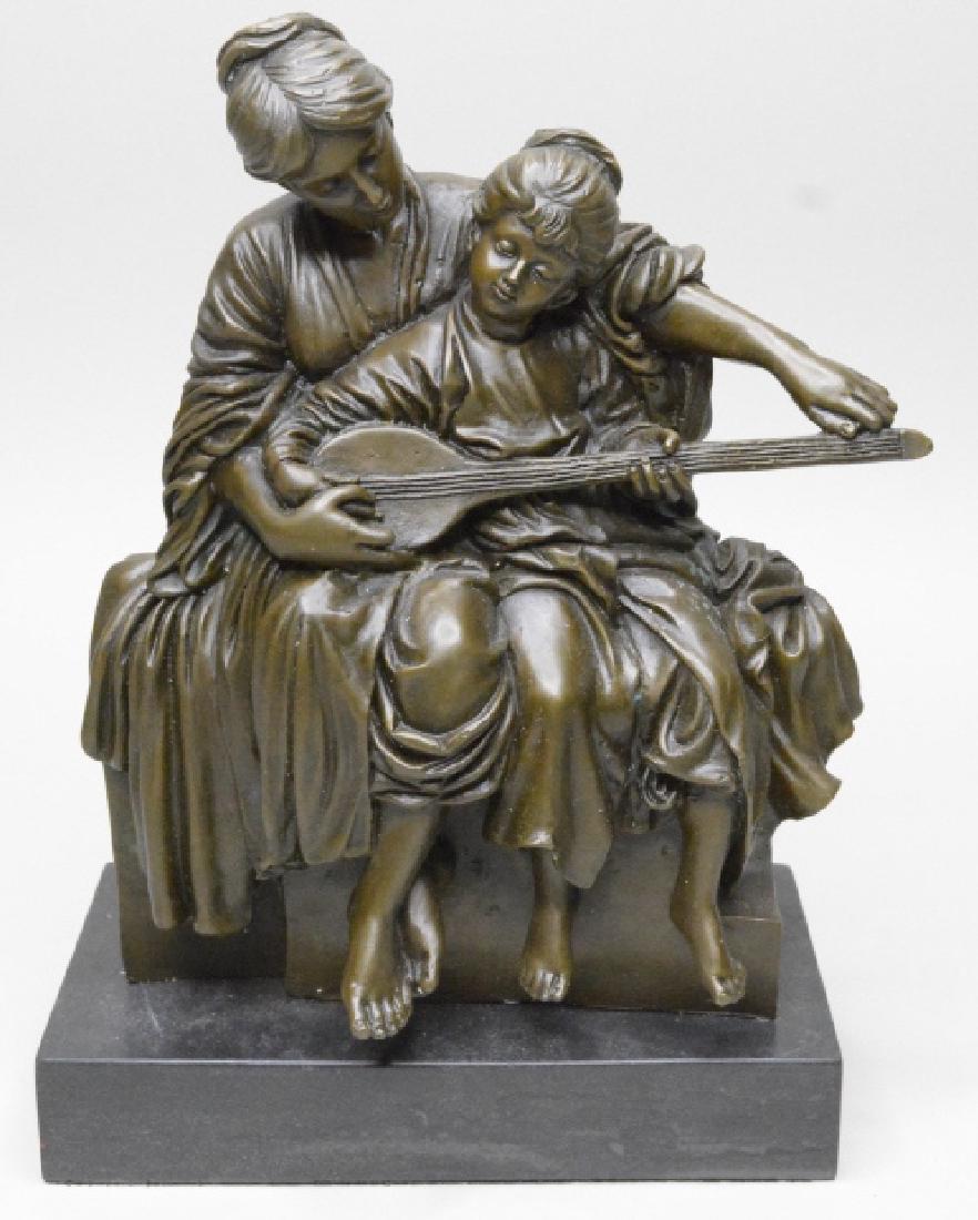 Milo Mother & Child Playing Mandolin Bronze Statue (1 of 5)