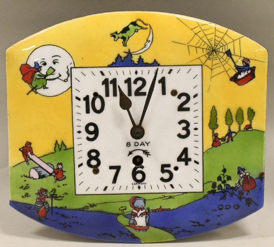 Vintage German Enameled Face Nursery Rhyme Clock