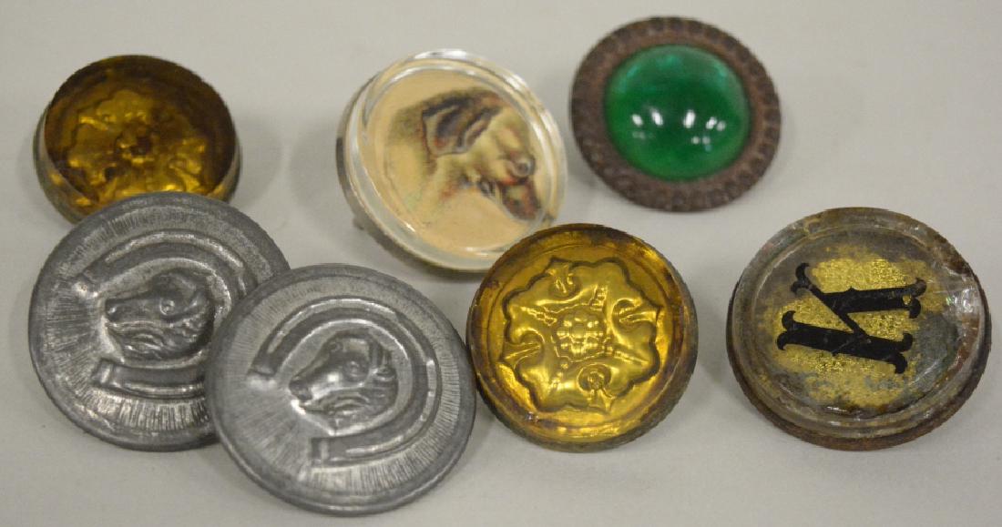 Lot Of Antique Bridle Rosettes: Nice lot of 7 antique bridle rosettes. Rosettes vary in condition, but all display well. Largest measures approximately 1 1/2" in diameter.