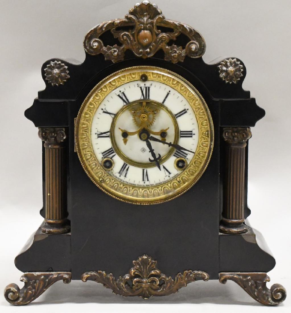 Ansonia Cast Iron Open Escapement Mantle Clock